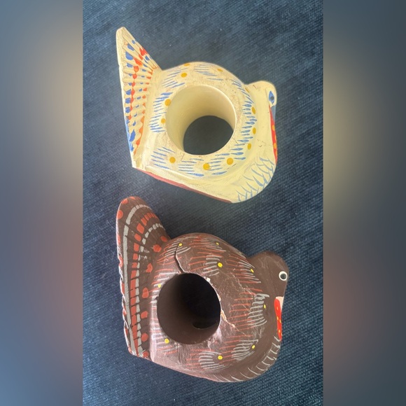 6 Vintage Hand Carved Wooden Bird Napkin Rings 3-4” each - Picture 4 of 6